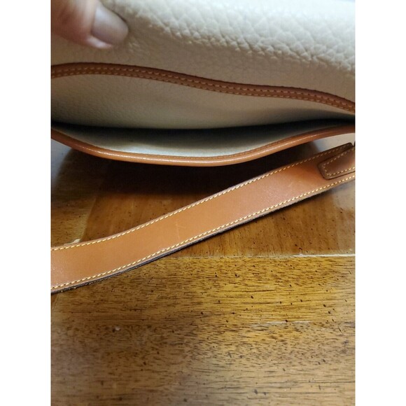 Dooney & Bourke Saddle Bag AWL Leather Push Lock Flap Bag Creme Tan Shoulder - Picture 4 of 13